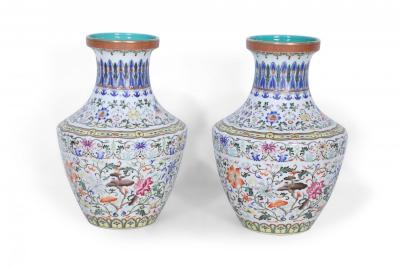 Pair of Chinese Multi Color Pattern Porcelain Vases
