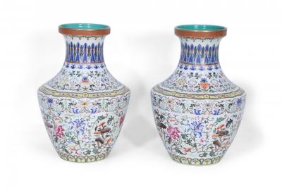 Pair of Chinese Multi Color Pattern Porcelain Vases