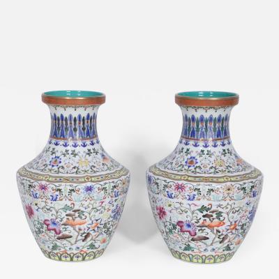 Pair of Chinese Multi Color Pattern Porcelain Vases