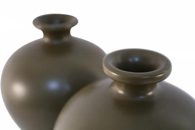 Pair of Chinese Olive Colored Porcelain Meiping Vases
