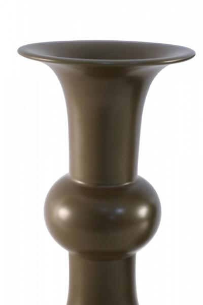 Pair of Chinese Olive Porcelain Beaker Vases