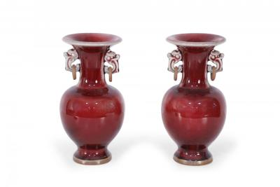 Pair of Chinese Oxblood Red Fluted Vases