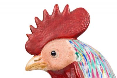 Pair of Chinese Polychrome Porcelain Roosters