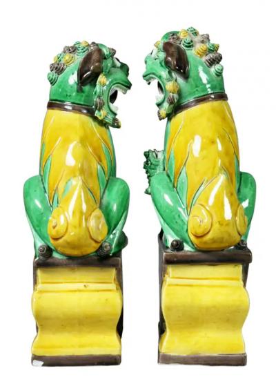 Pair of Chinese Porcelain Foo Dogs