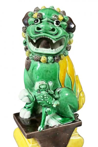 Pair of Chinese Porcelain Foo Dogs
