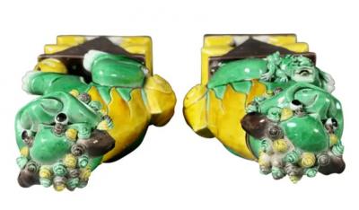 Pair of Chinese Porcelain Foo Dogs