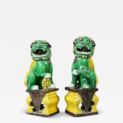 Pair of Chinese Porcelain Foo Dogs