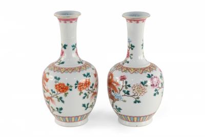 Pair of Chinese Qing Dynasty Style Orange Dragon and Floral Motif Porcelain Vase