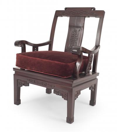Pair of Chinese Rosewood Cushioned Armchairs