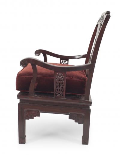 Pair of Chinese Rosewood Cushioned Armchairs