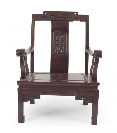 Pair of Chinese Rosewood Cushioned Armchairs