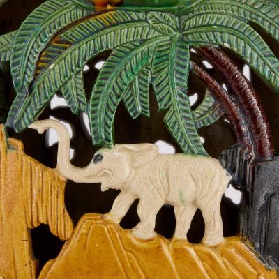 Pair of Chinese Sancai glazed earthenware seats