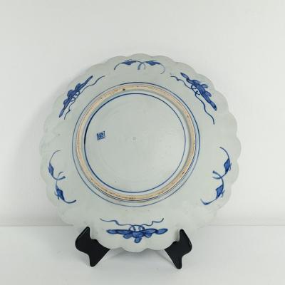 Pair of Chinese Scalloped Blue and White Large Plates or Chargers circa 1900