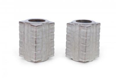 Pair of Chinese Song Dynasty Style Beige Cong Vases