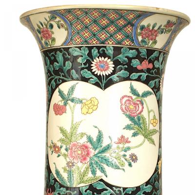 Pair of Chinese Style Black and White Floral Vases