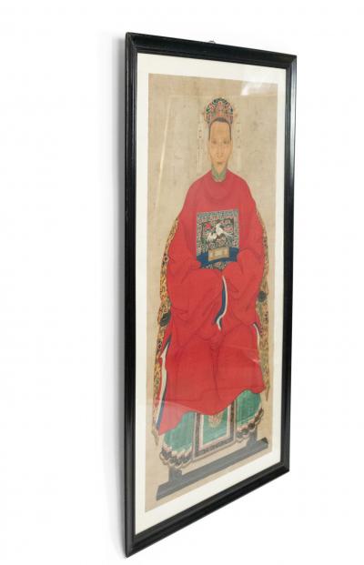 Pair of Chinese Watercolor Scrolls of Ancestor Portraits