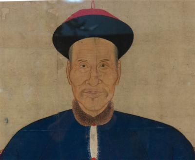 Pair of Chinese Watercolor Scrolls of Ancestor Portraits
