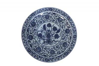 Pair of Chinese White and Blue Floral Decorative Plates
