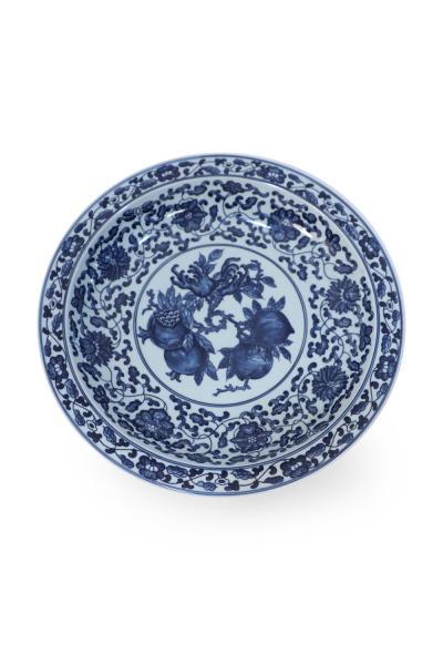 Pair of Chinese White and Blue Peaches Decorative Plates