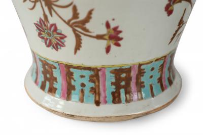 Pair of Chinese White and Maroon Floral Motif Porcelain Vases