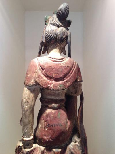 Pair of Chinese Wood Statues of Guanyin The Goddess of Mercy 