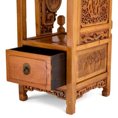 Pair of Chinese carved hardwood and metal pedestals