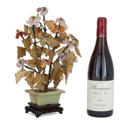 Pair of Chinese hardstone and jade flower models