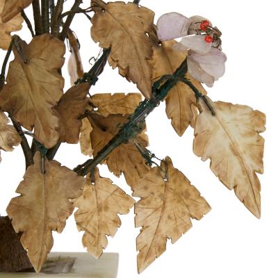 Pair of Chinese hardstone and jade flower models