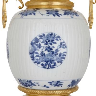 Pair of Chinese porcelain and French Chinoiserie style gilt bronze candelabra