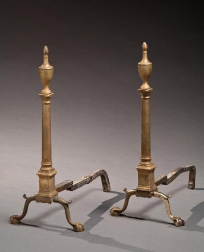 Pair of Chippendale Brass Andirons
