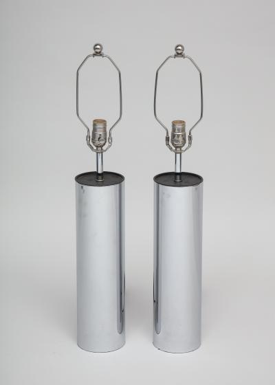 Pair of Chrome Lamps with oval shades