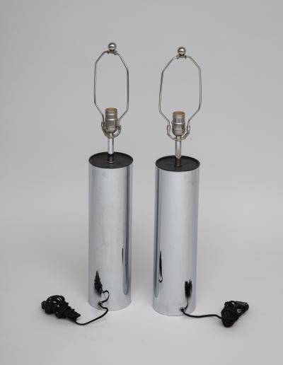 Pair of Chrome Lamps with oval shades