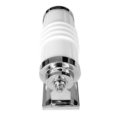 Pair of Chrome Streamline Art Deco Sconces w Molded Glass Tubular Inserts