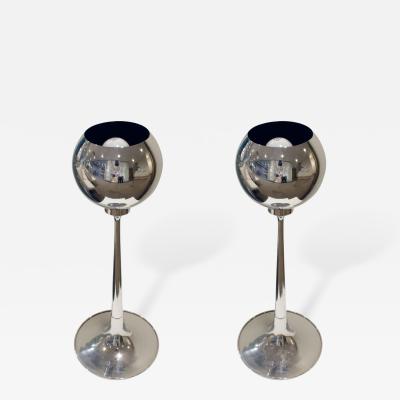 Pair of Chrome Table Lamps with Magnetized Spheres 1960s