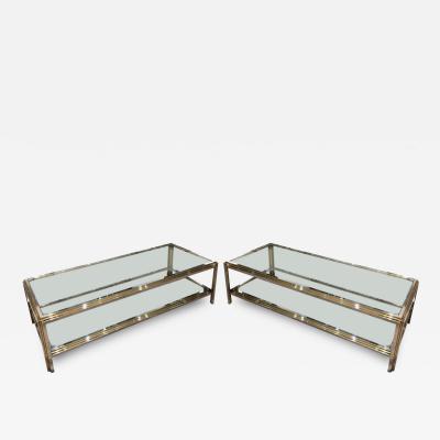 Pair of Chrome and Brass Coffee Tables Can Be Sold Separately 