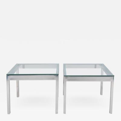 Pair of Chrome and Glass Tables