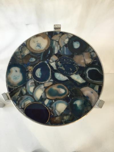 Pair of Circular Occasional Tables with Agate Tops