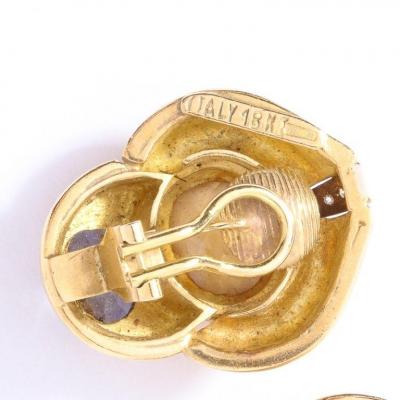 Pair of Citrine Iolite Diamond and 18k Yellow Gold Earrings