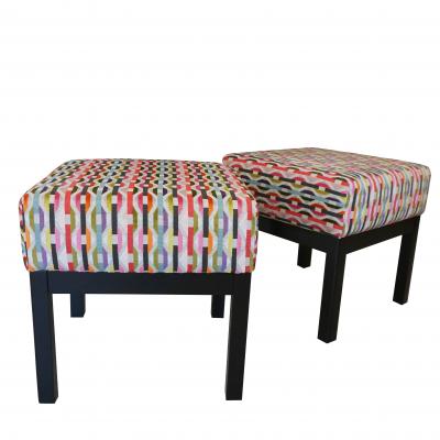 Pair of Classic Low Stools in Fabric from Romos Habanera Collection