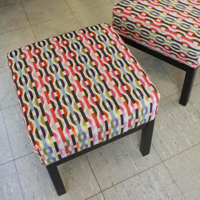 Pair of Classic Low Stools in Fabric from Romos Habanera Collection