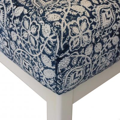 Pair of Classic Low Stools in Hand Block Printed Fabric by Ralph Lauren