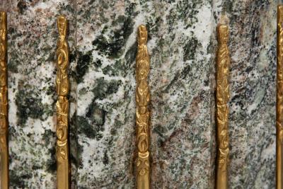 Pair of Classical Solid Marble Stop Fluted Columns Pedestals