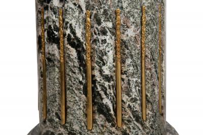 Pair of Classical Solid Marble Stop Fluted Columns Pedestals