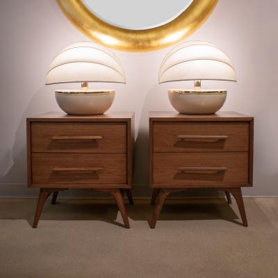 Pair of Clean Line Bedside Tables in Walnut 1960s