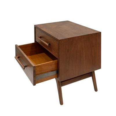 Pair of Clean Line Bedside Tables in Walnut 1960s