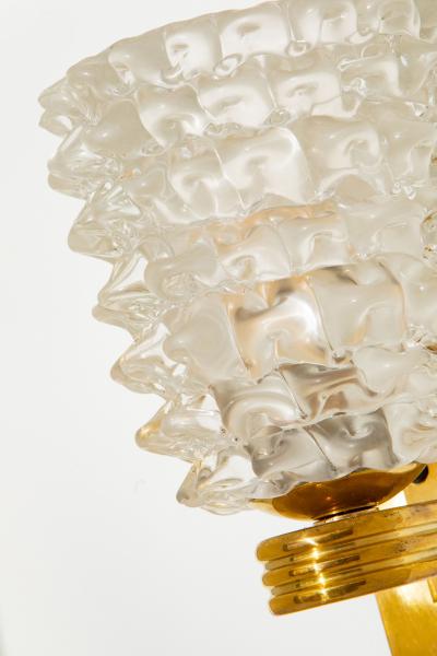 Pair of Clear Murano Textured Glass and Brass Wall Lights in stock