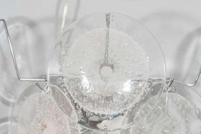 Pair of Clear Pulegoso Murano Glass Disc Sconces