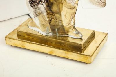 Pair of Clear and Black Swirl Murano Glass Sculptural Male Bust Lamps Italy