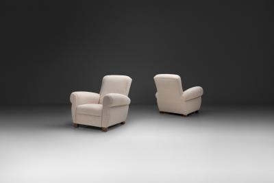 Pair of Club Armchairs with Rounded Armrests Europe 1950s