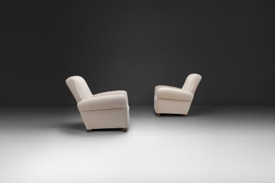 Pair of Club Armchairs with Rounded Armrests Europe 1950s